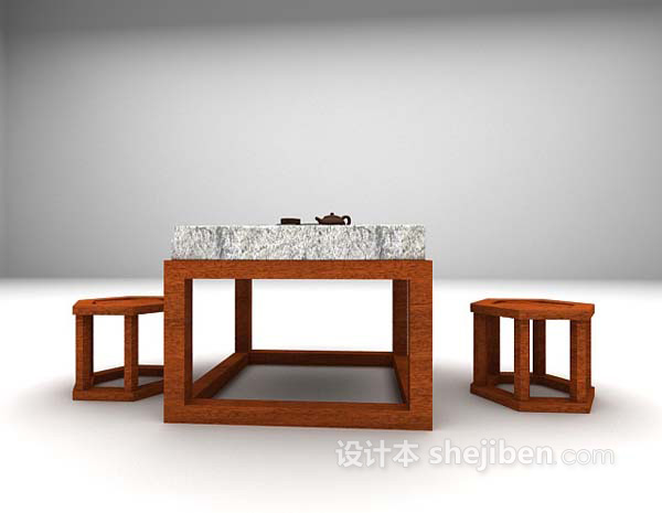 桌椅组合3d模型下载