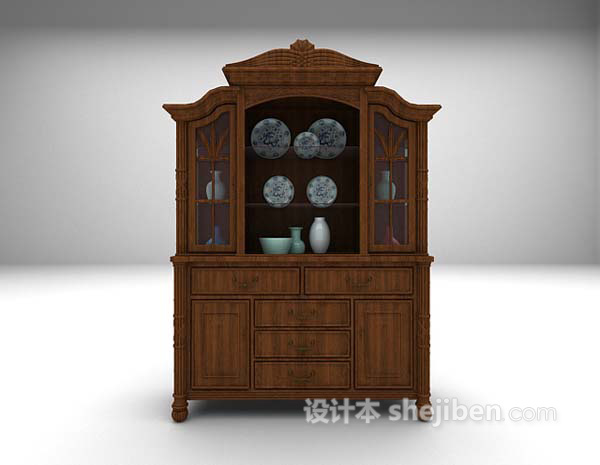 欧式木质展示柜推荐3d模型下载