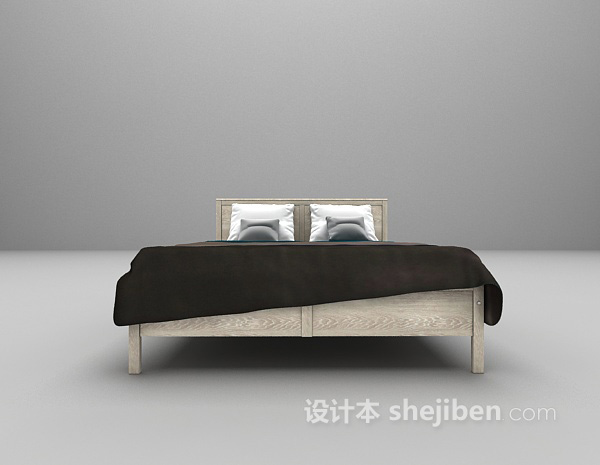 白色双人床3d模型下载
