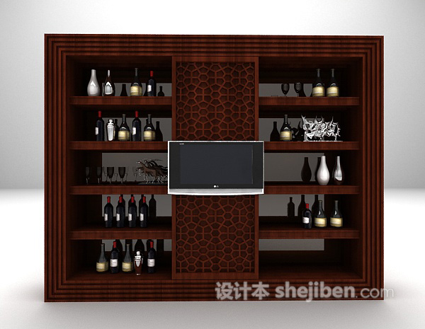 欧式酒柜3d模型下载
