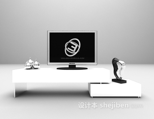 白色电视柜3d模型下载