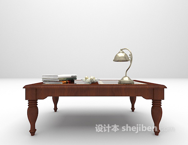 木质茶几3d模型下载