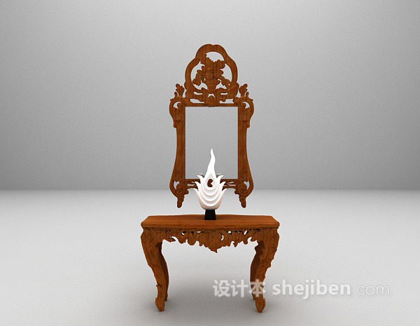 欧式实木梳妆台3d模型下载
