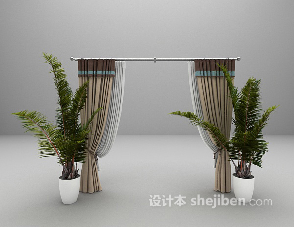 落地窗帘3d模型下载