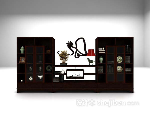 棕色展示柜大全3d模型下载