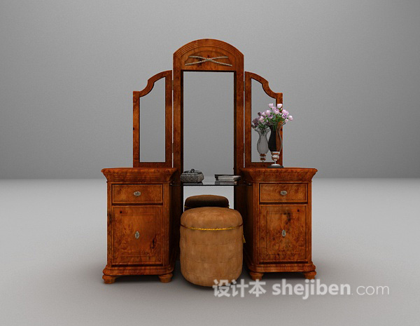 中式梳妆台3d模型下载