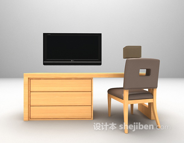 木质电视柜免费3d模型下载