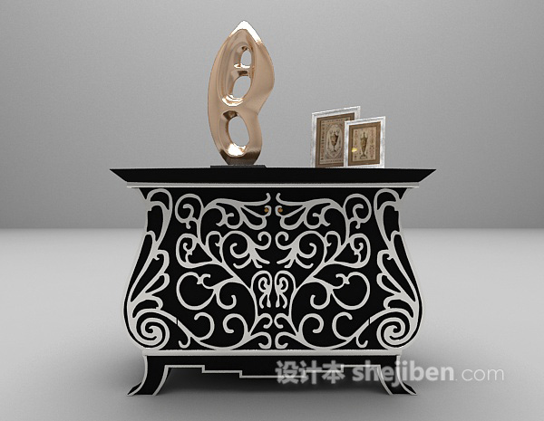 黑色玄关厅柜3d模型下载