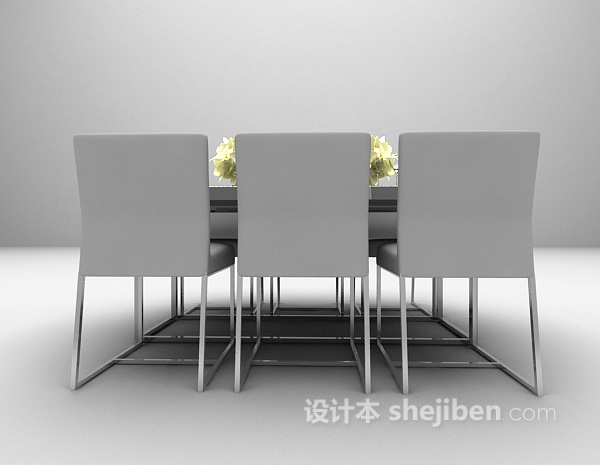 现代灰色餐桌免费3d模型下载