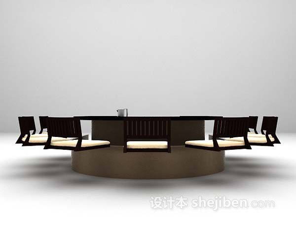 灰色桌椅组合推荐3d模型下载