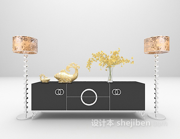 简洁风格电视柜3d模型下载