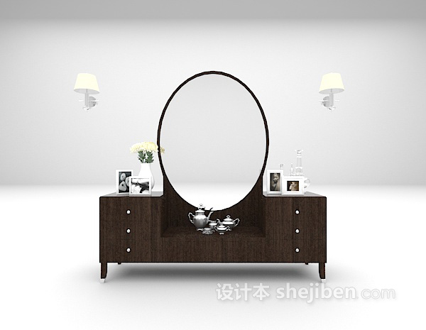 黑色梳妆台3d模型下载