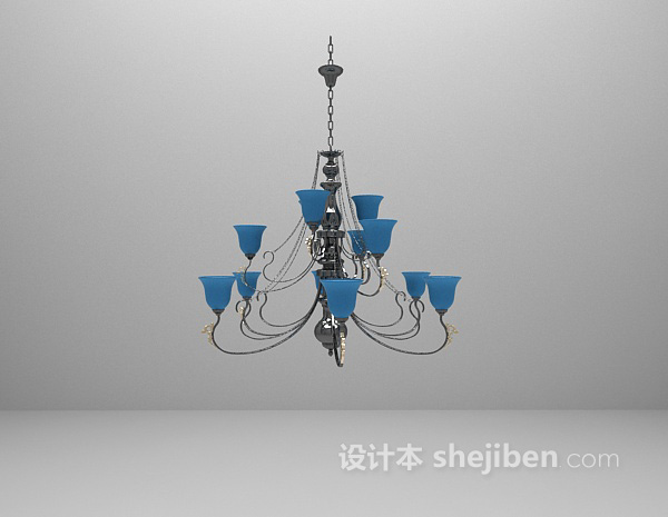 蓝色吊灯3d模型下载