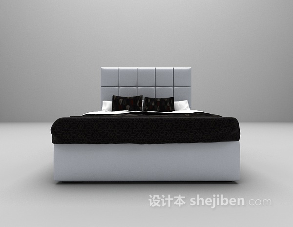灰色床3d模型下载