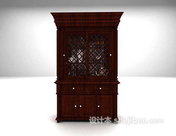 木质展示柜欣赏3d模型下载