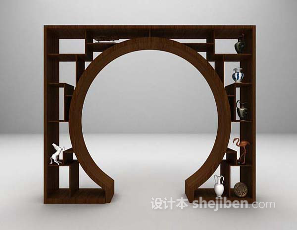 中式展示架3d模型下载
