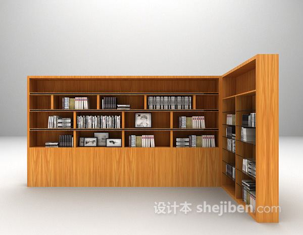 现代灰色书柜3d模型下载