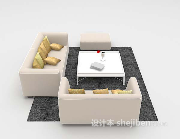 简易沙发组合3d模型下载