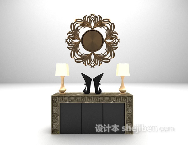 欧式灰色边几3d模型下载