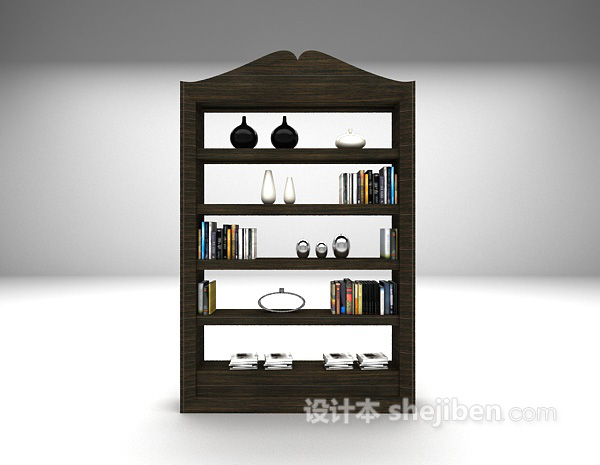 现代书架展示架3d模型下载