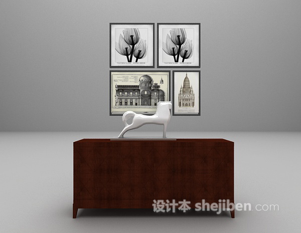 简约玄关柜3d模型下载