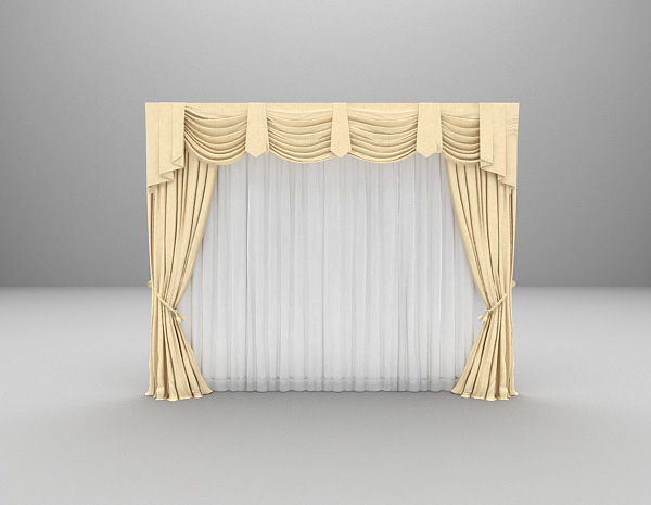 欧式风格窗帘3d模型下载