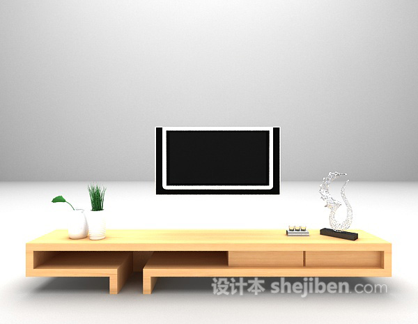灰色木质电视柜推荐3d模型下载