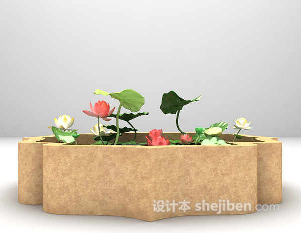 小型荷花池3d模型下载