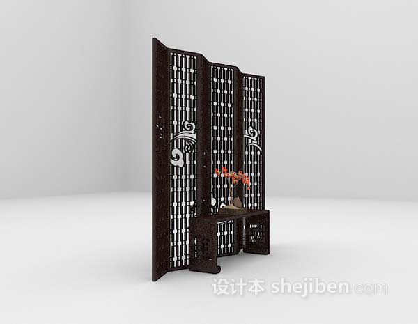 黑色屏风隔断3d模型下载