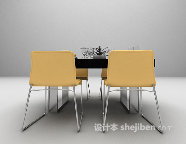 现代简易餐桌3d模型下载
