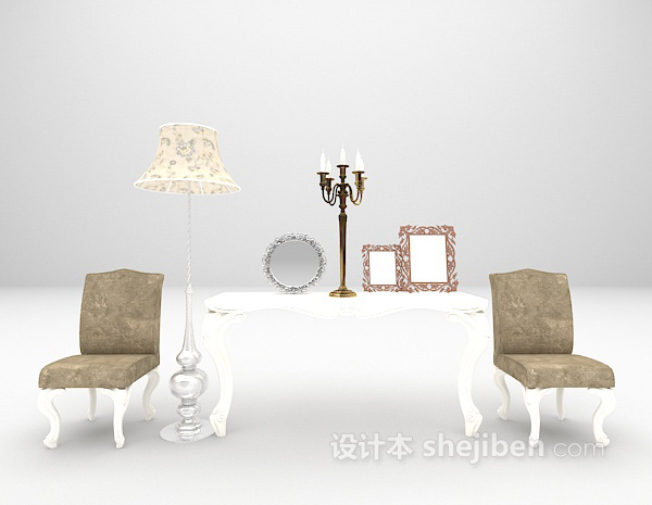 欧式边几组合3d模型下载