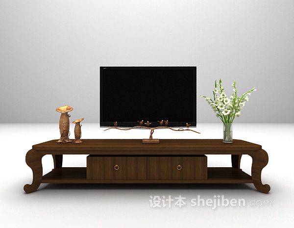 棕色木质电视柜大全3d模型下载
