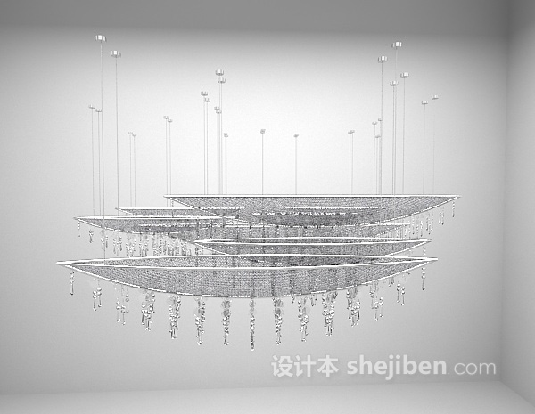 现代风格水晶吊灯3d模型下载
