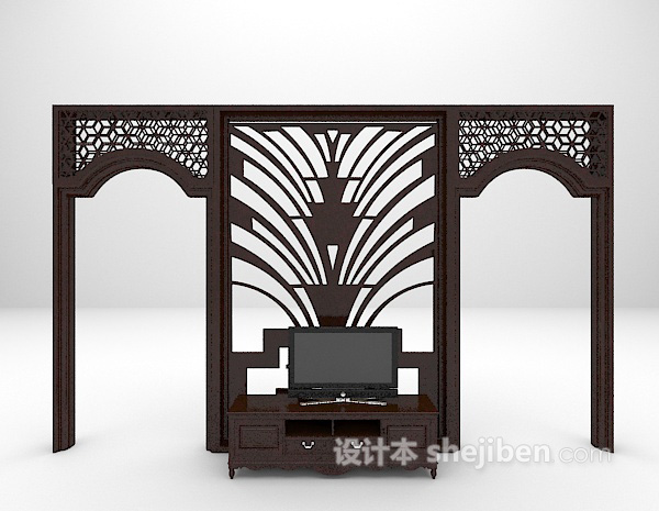 电视背景墙免费3d模型下载