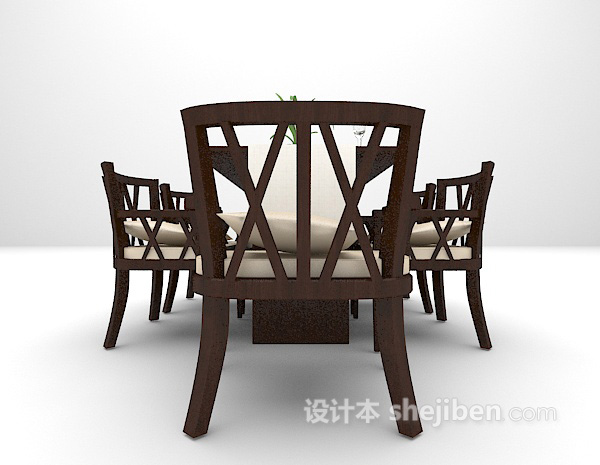 现代餐桌组合欣赏3d模型下载