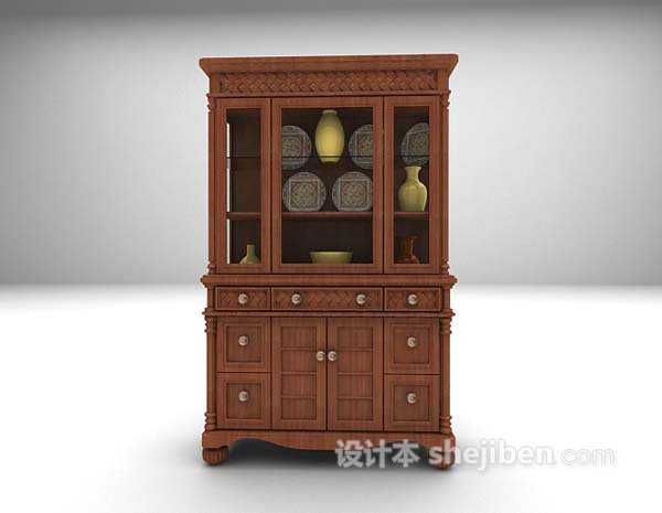 欧式展示柜免费3d模型下载