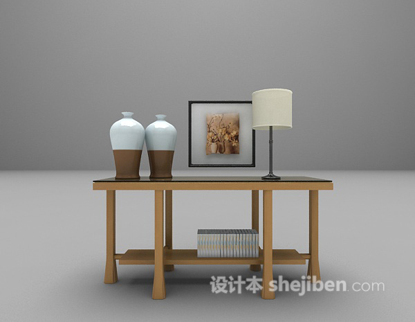 现代灰色玄关边几3d模型下载