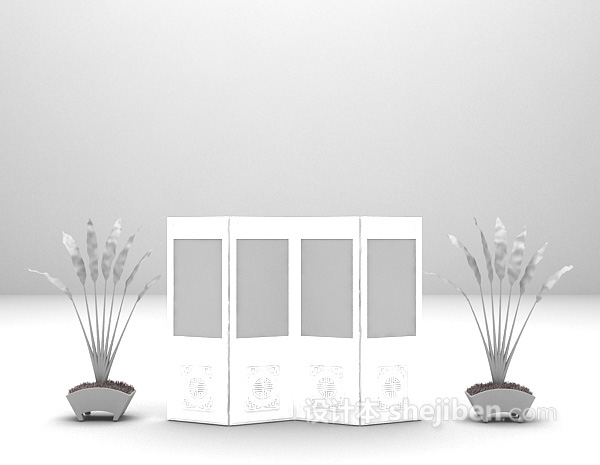 木质屏风欣赏3d模型下载