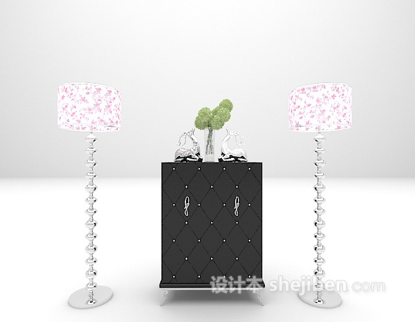 欧式黑色边柜3d模型下载