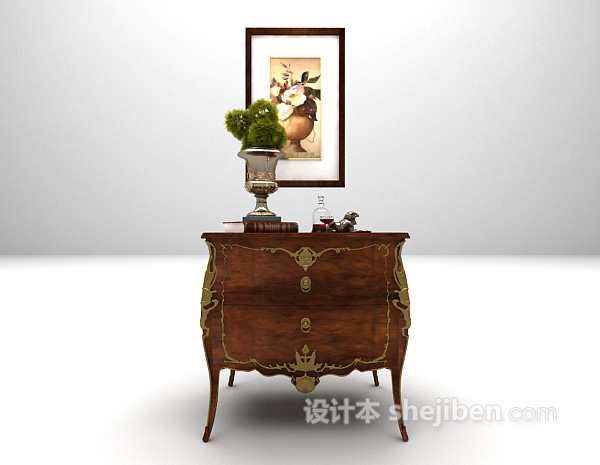 古典风格床头柜3d模型下载