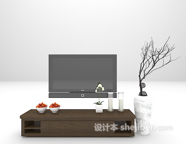 棕色电视柜欣赏3d模型下载