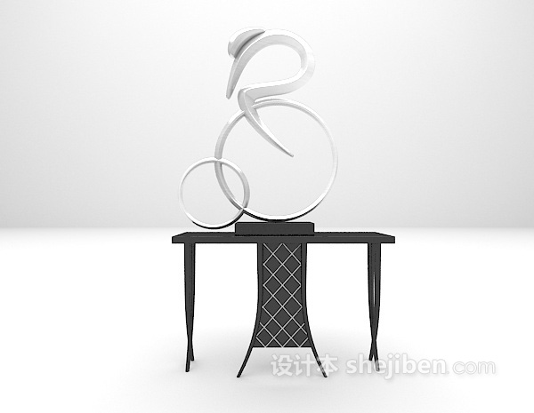 黑色玄关边几欣赏3d模型下载