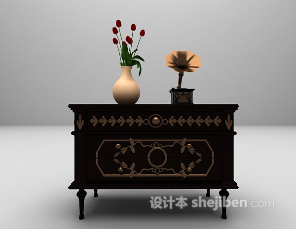 欧式古典玄关柜3d模型下载