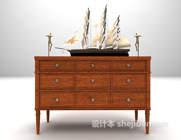 美式边柜3d模型下载