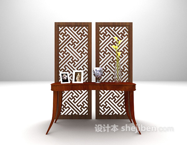 玄关边几组合免费3d模型下载