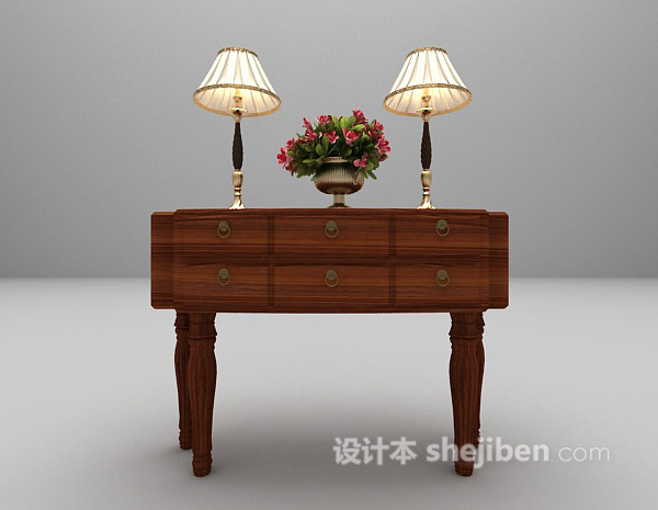 木质玄关厅柜欣赏3d模型下载