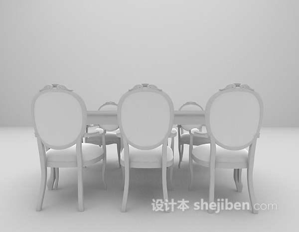 欧式棕色餐桌免费3d模型下载
