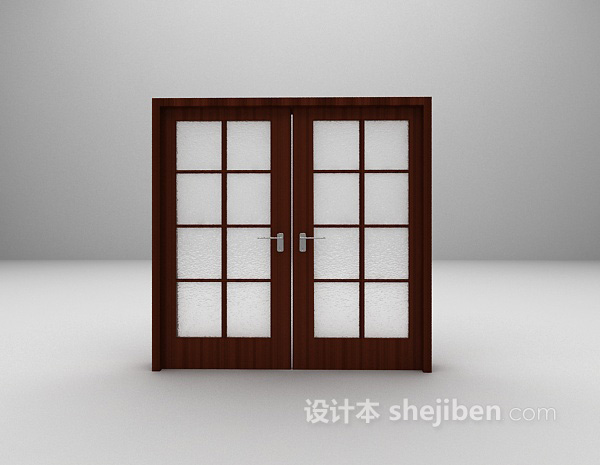 现代玻璃木门3d模型下载