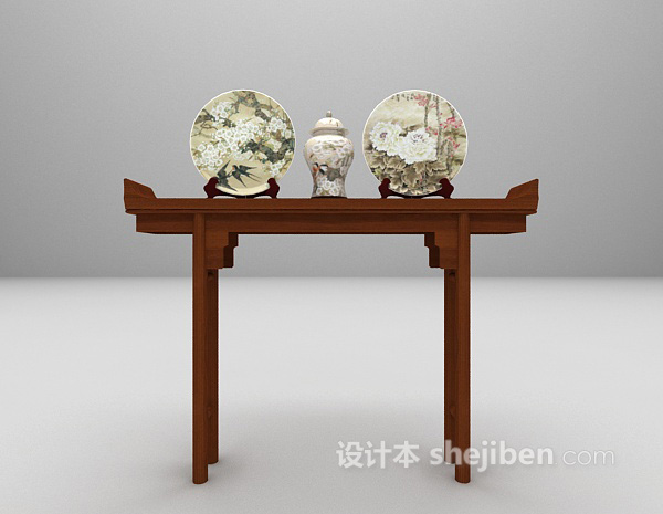 中式案几瓷器装饰3d模型下载