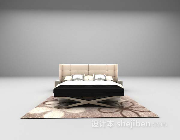 现代简约床3d模型下载